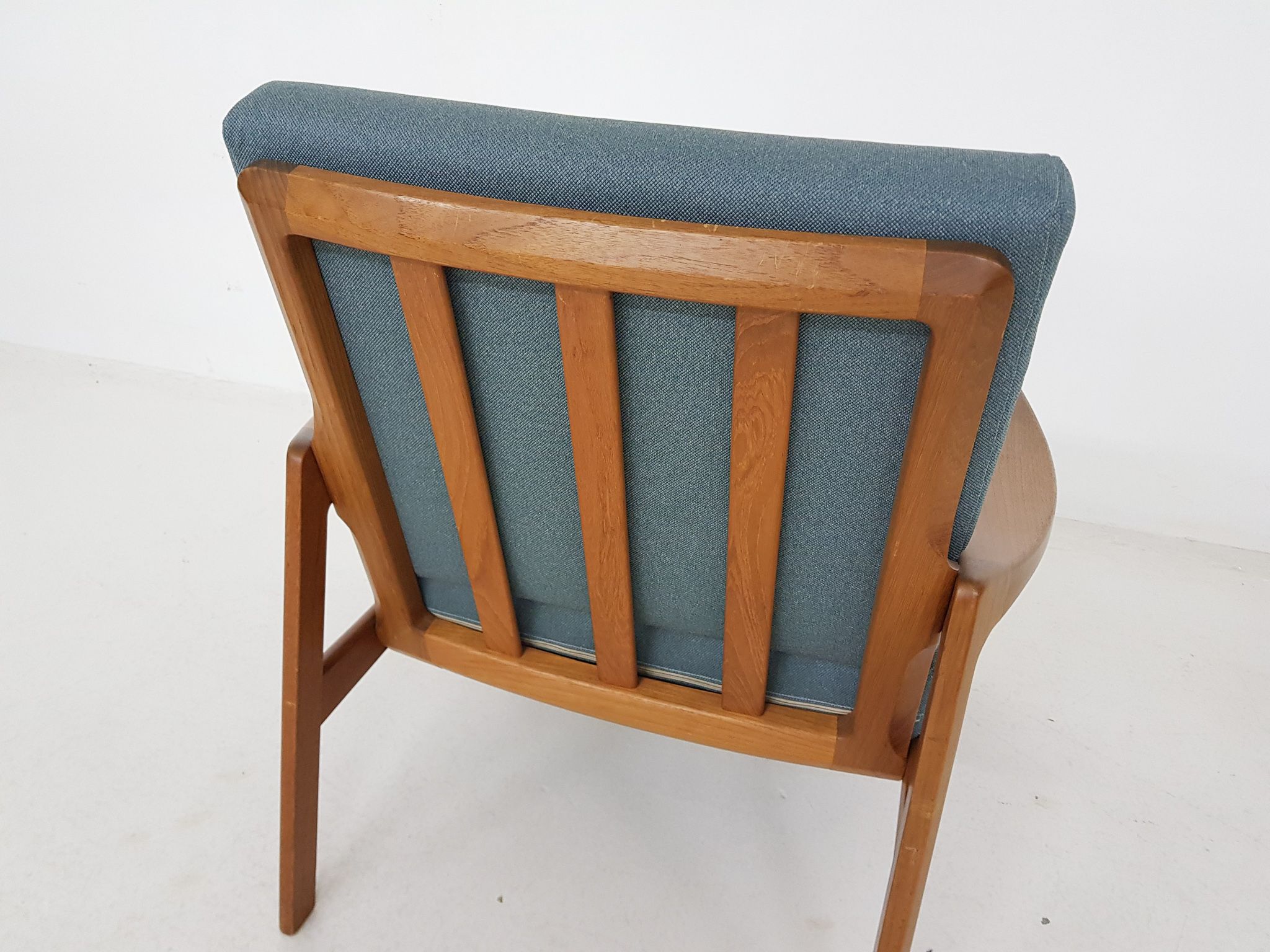 Teak danish modern lounge or armchair in new green fabric, Denmark, 1960s