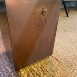 XXL copper, brass and travertine square coffee table, Belgo Chrom