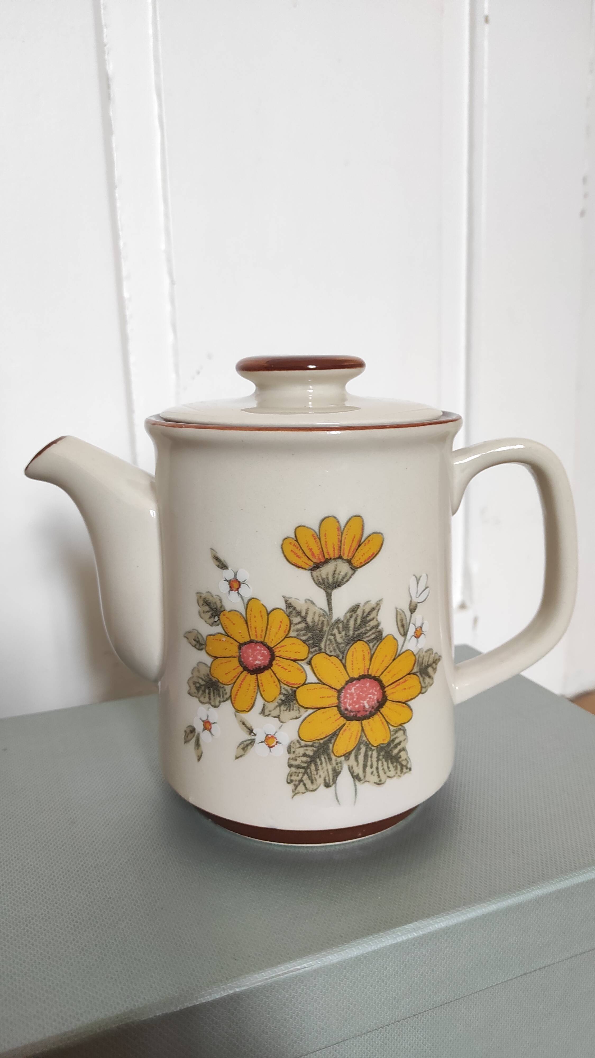 Vintage stoneware flower teapot
