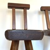 Pair of brutalist bar stools published by Mobichalet, 1950