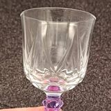 6 vintage purple stemmed liqueur glasses from France, Arques crystal