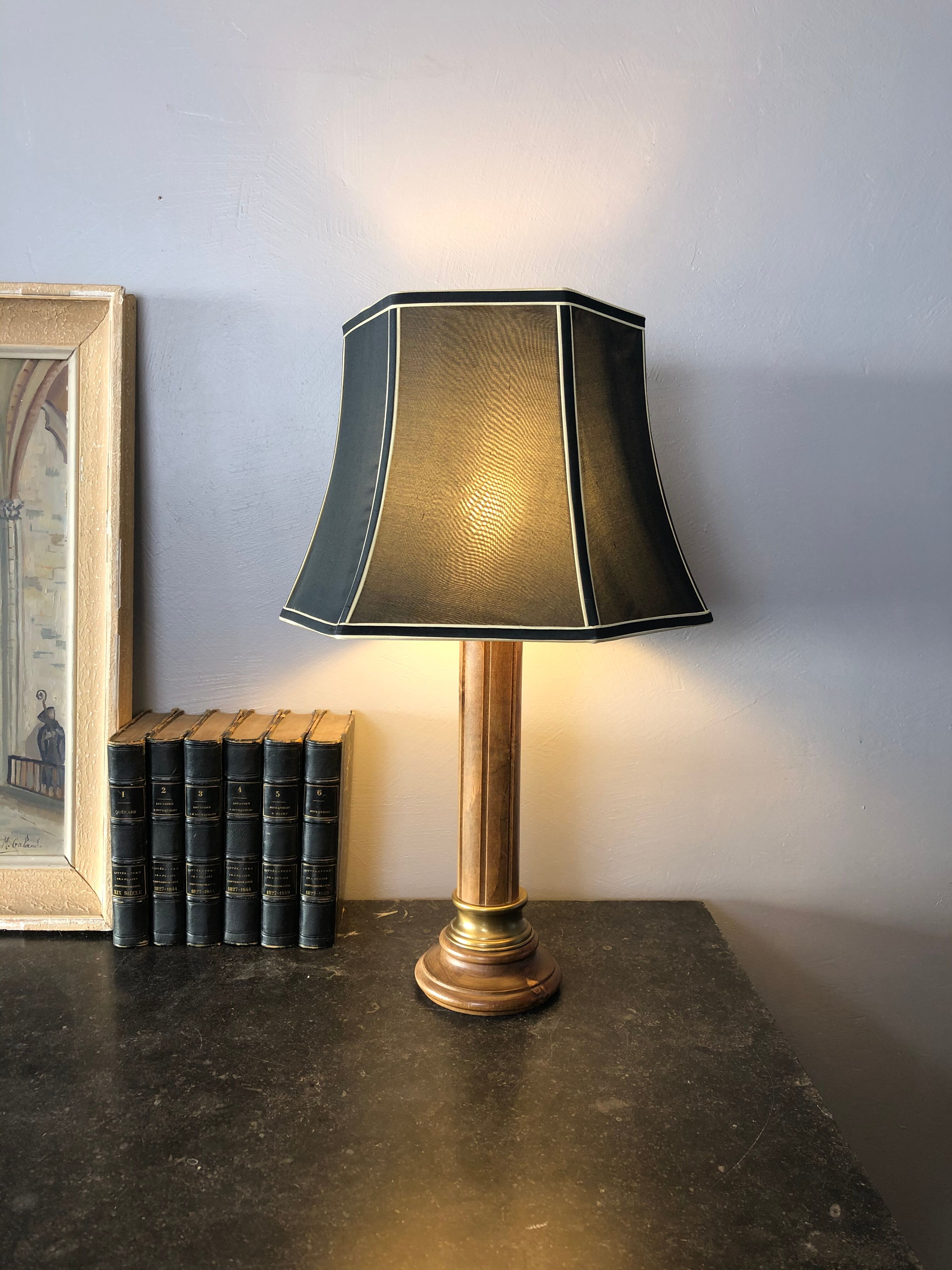 Wooden and brass lamp foot