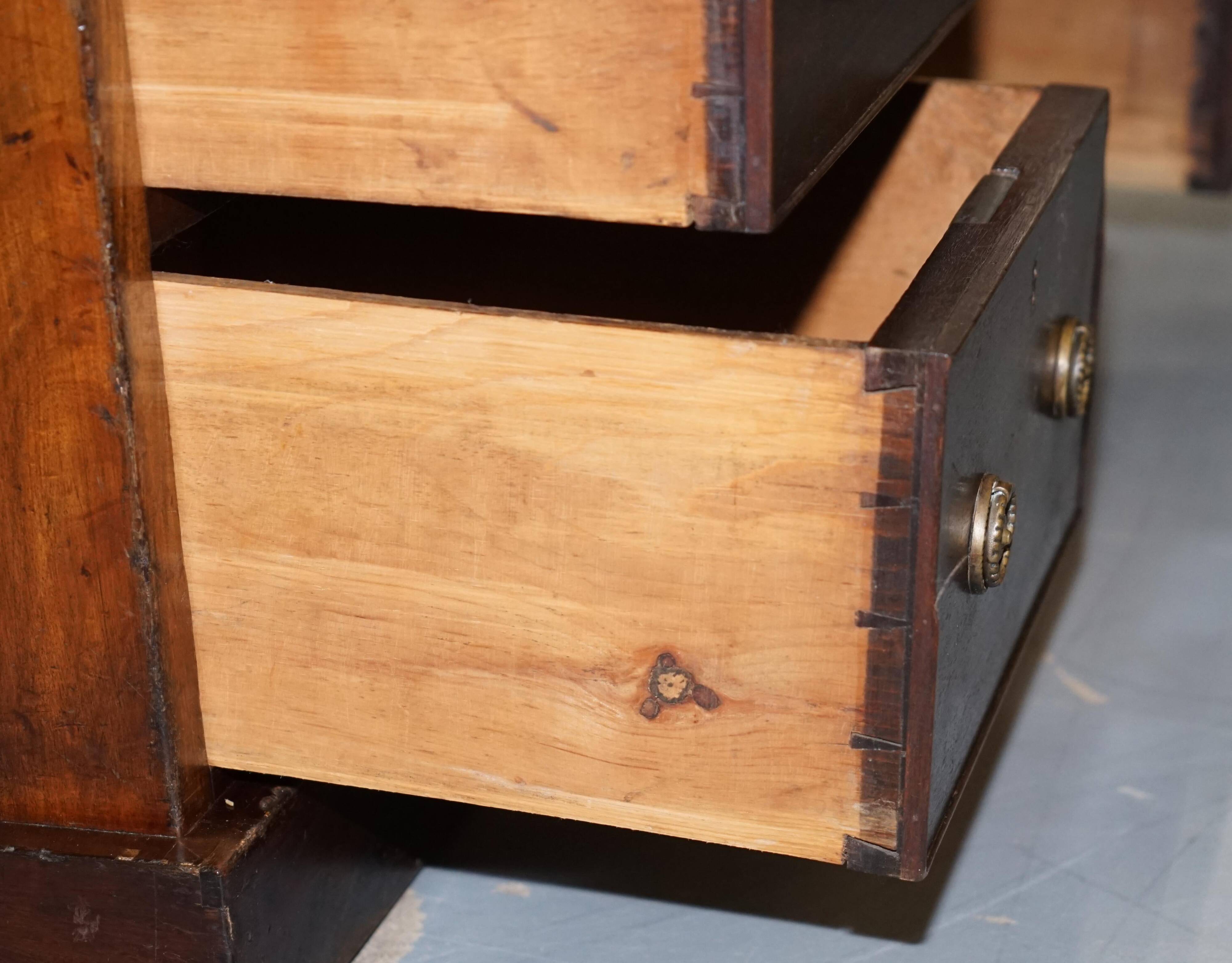 George III double-sided partner's desk in walnut circa 1780 with original handles.