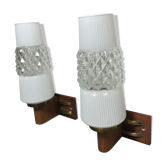 Pair of Mid Century teak wall lamps