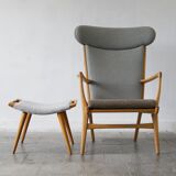 Fauteuil modèle AP-16 et ottoman par Hans J. Wegner pour AP-Stolen, 1951, Set de 2