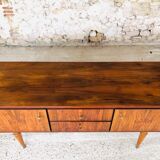 Vintage low row in flame walnut, by G N B , Circa 60