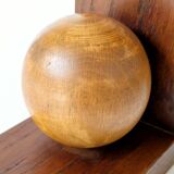 Paire de serre-livres boules en chêne ancien, Midcentury Art Deco