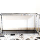 Console in chromed metal and smoked glass, Italy 70's
