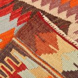 6x10 Soft Red and Orange Turkish Kilim Rug