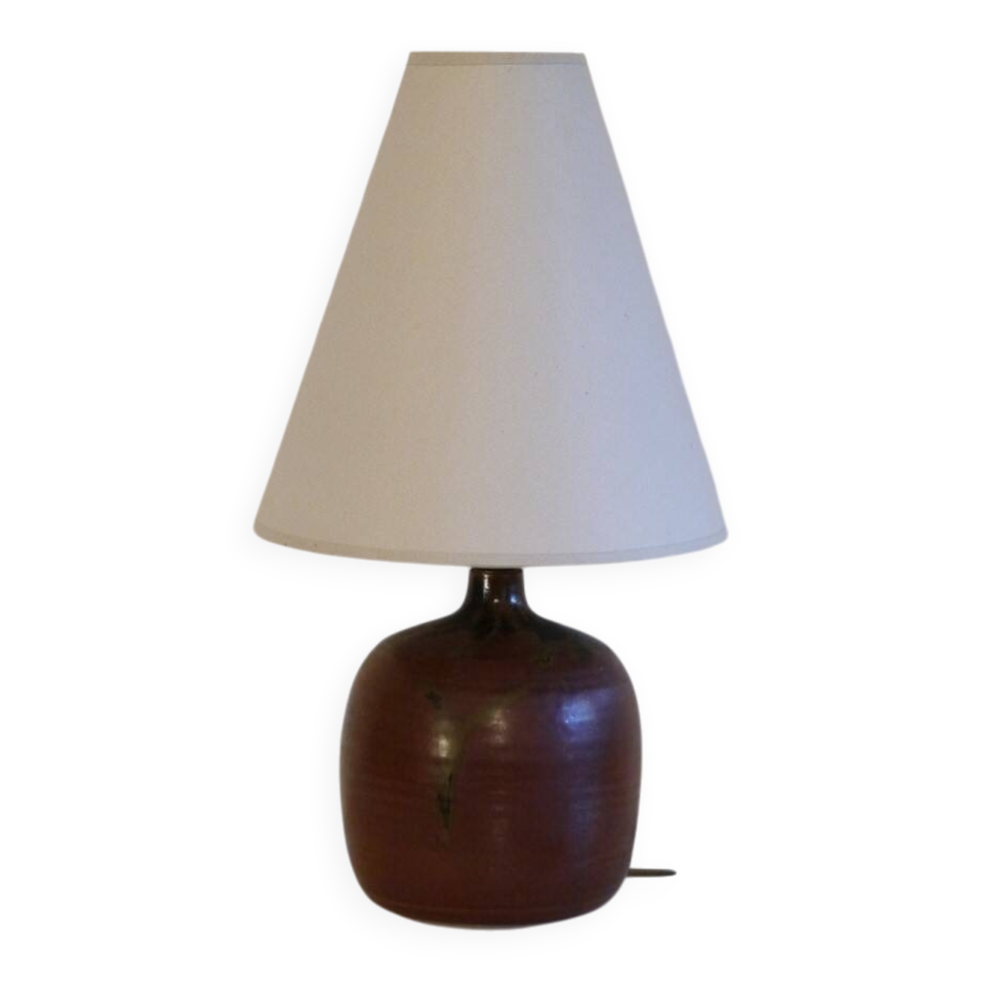 Vintage turned stoneware lamp