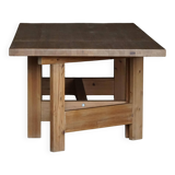 Modern Danish brutalist extendable dining table in pine, Tage Poulsen, 1970s.