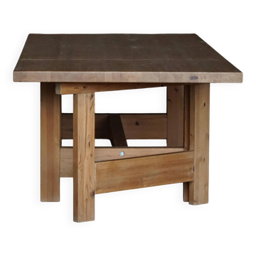 Table à manger brutaliste extensible danoise moderne en pin, Tage Poulsen, années 1970