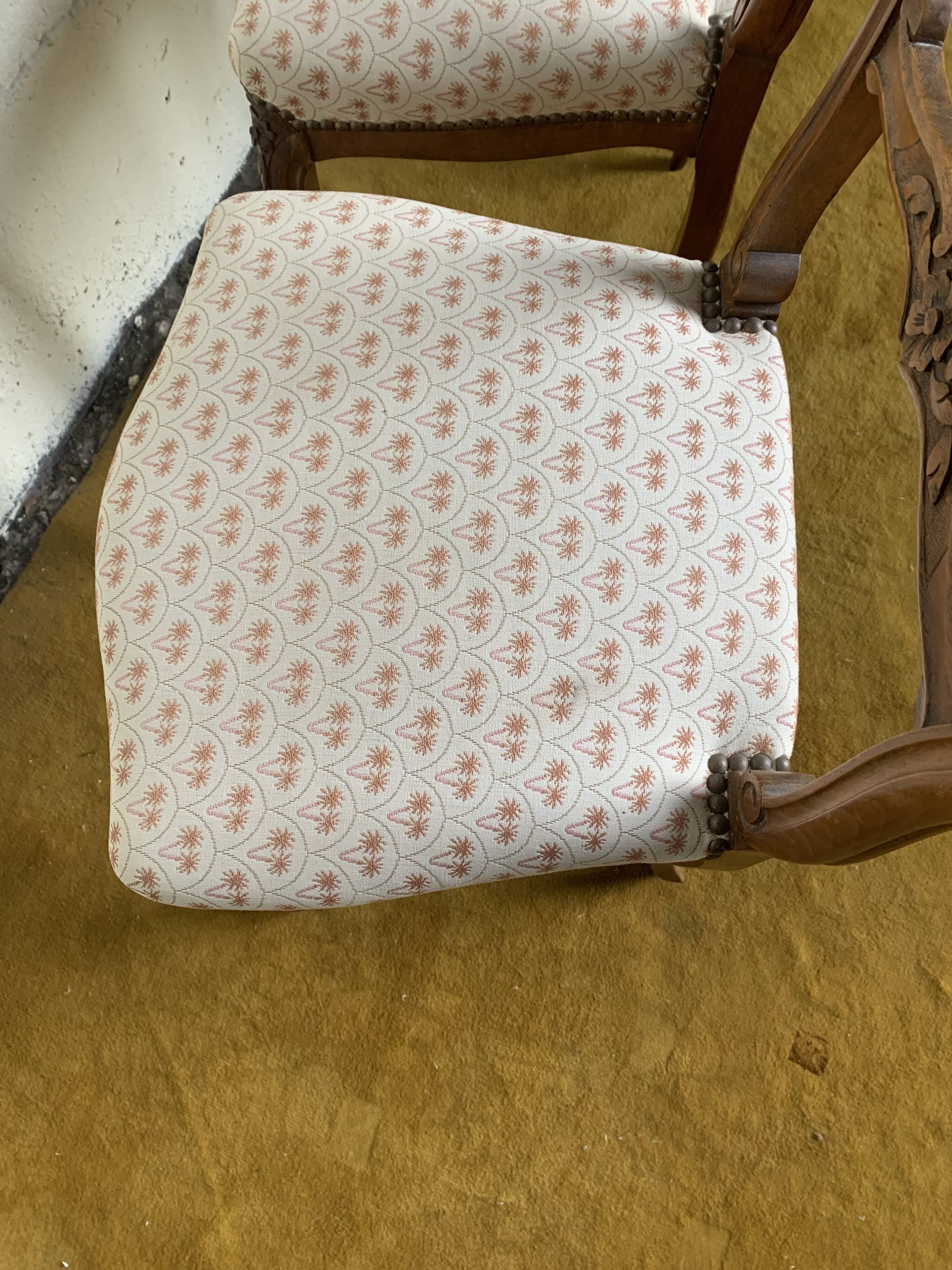 Duo de chaises à décor fleuri