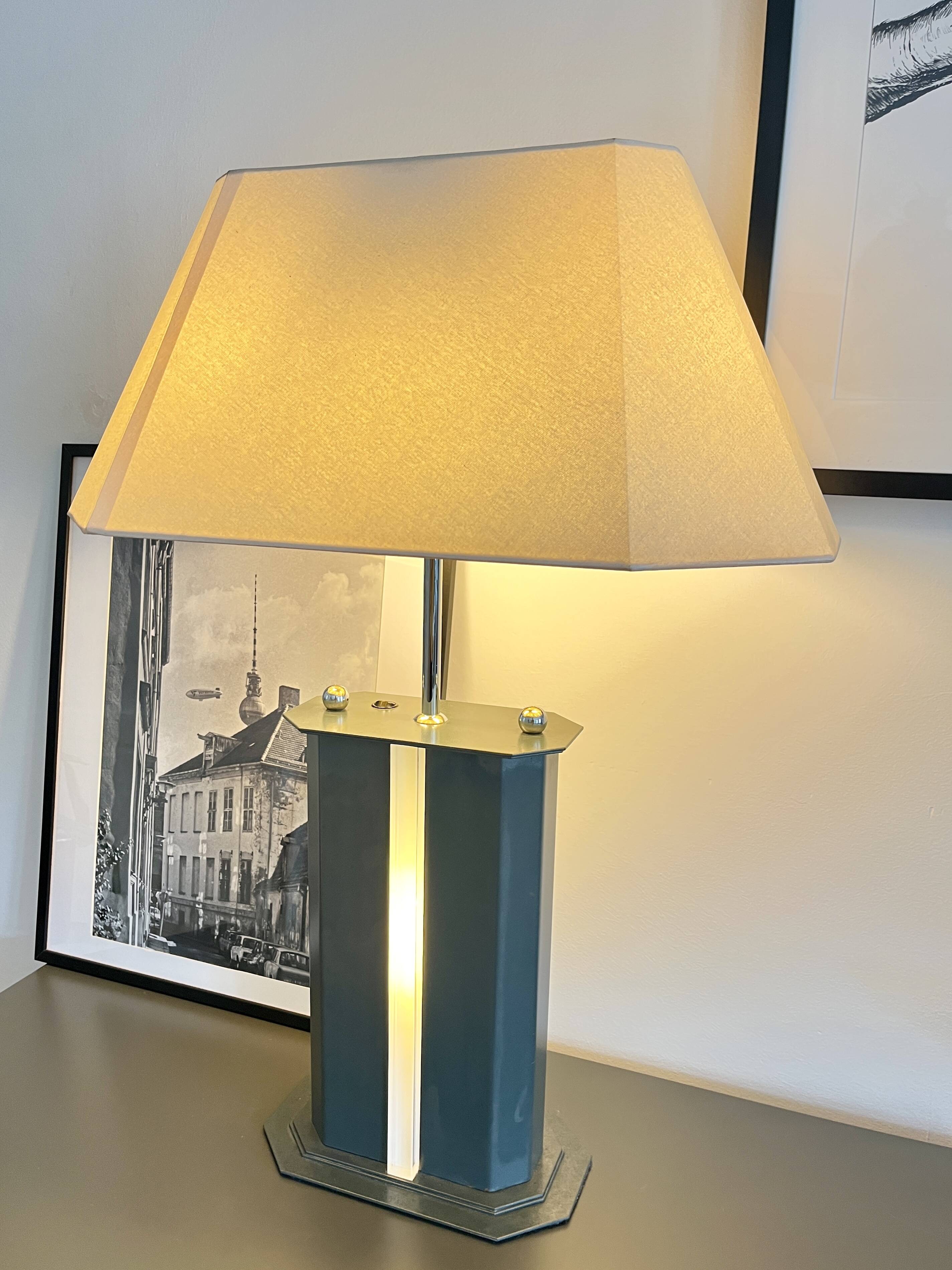 Vintage Postmodern Table Lamp, 4 Light Metal Lamp with Chrome Details, ´80