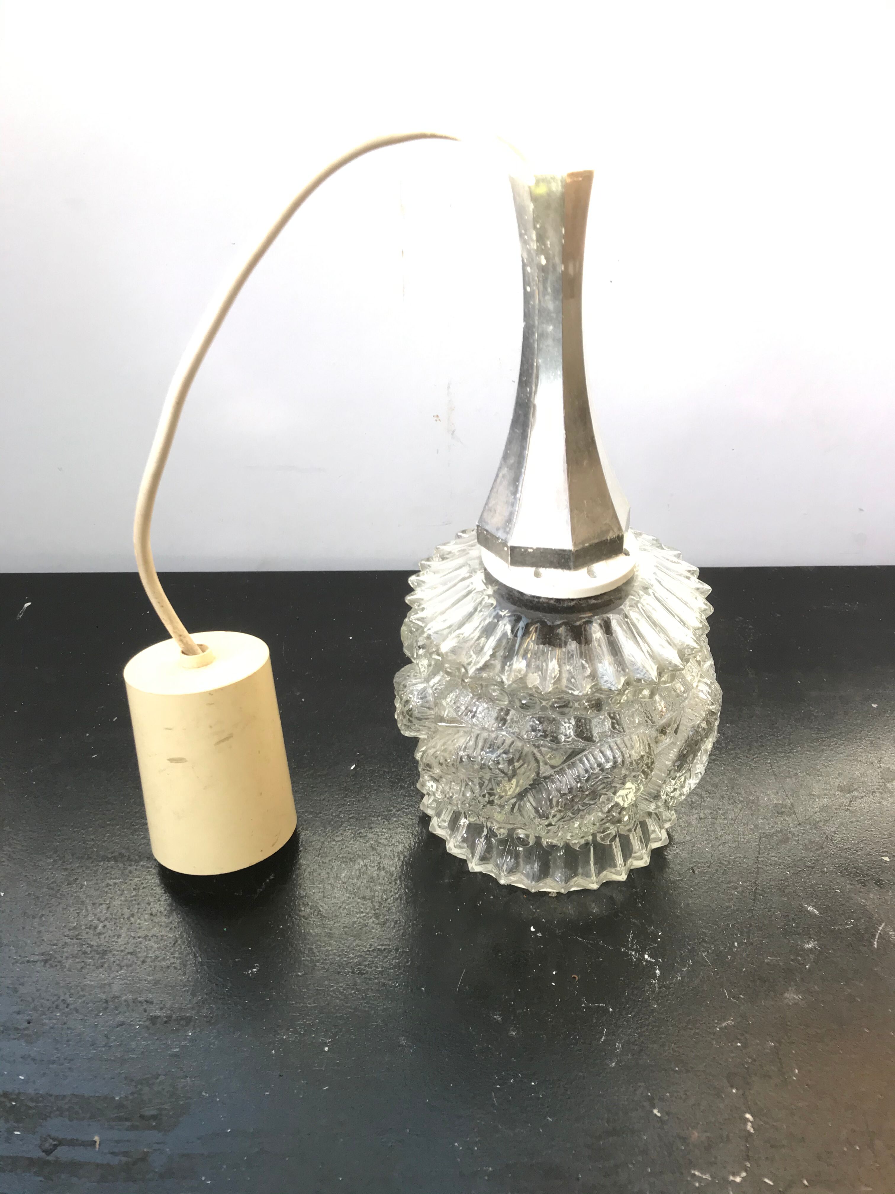 Old hanging Moulded Glass Vintage 70s