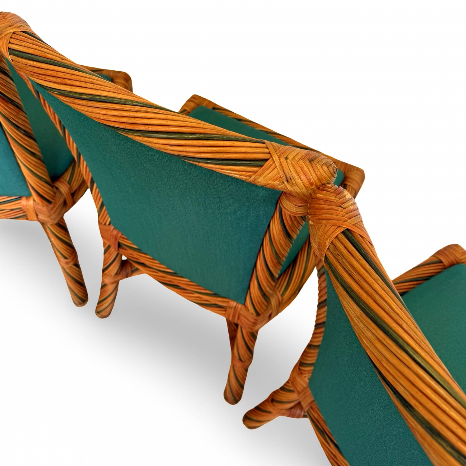 Set of six vintage bamboo and rattan dining chairs