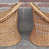 Pair of wicker and rattan armchairs.