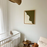 Tableau relief vert kaki et crème