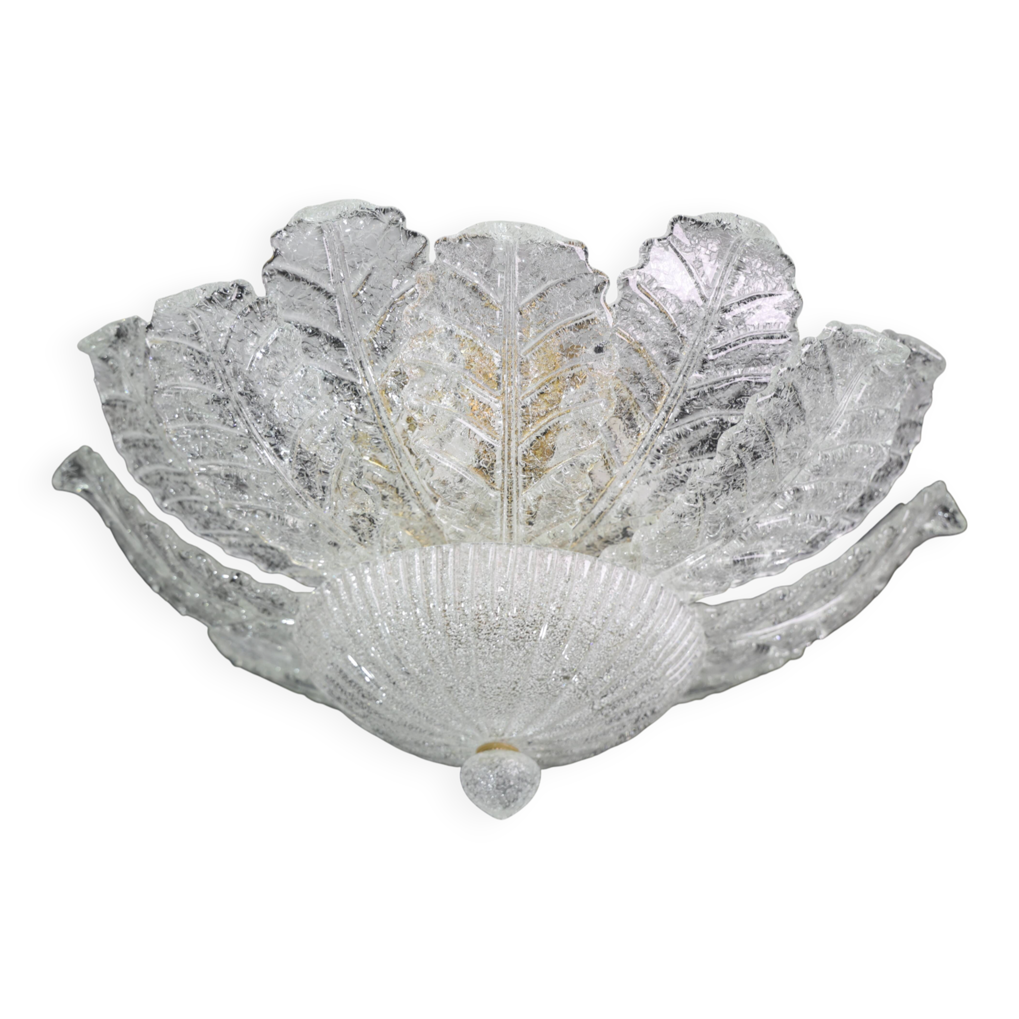 Procida, Murano Clear trasparent Vintage Glass Ceiling Light, 1970s