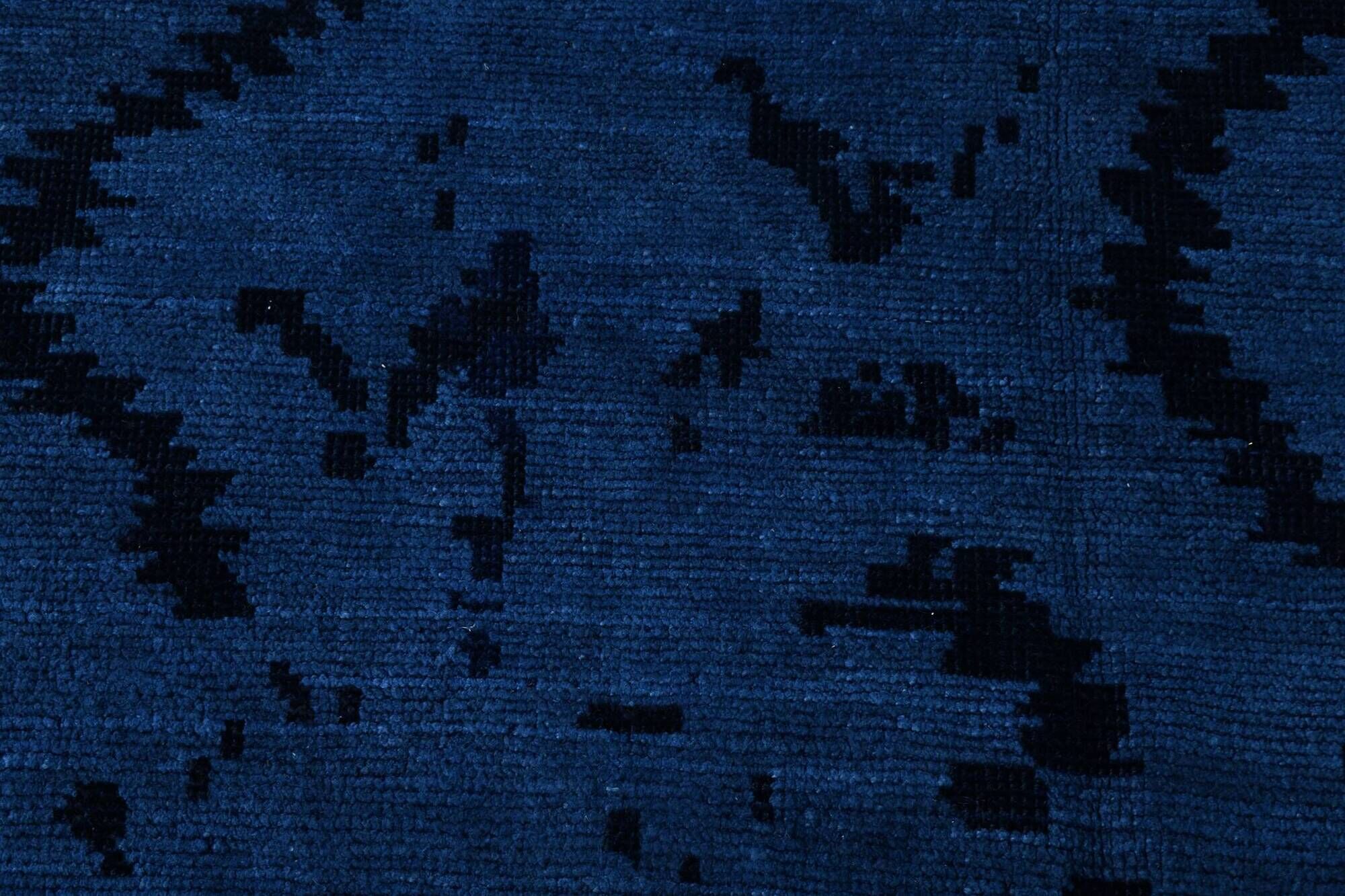 7x10 Midnight Blue Anatolian Wool Vintage Carpet, 204x296 Cm