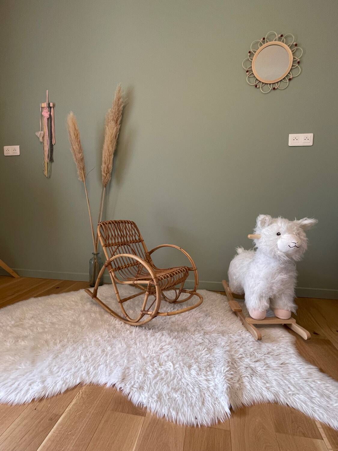 Vintage rattan rocking chair for children