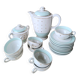 Vintage white and aqua tea service - gold trim - Luneville