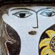 Ceramic bowl by Mari Simmulson, Upsala Ekeby, Sweden, Face, 1960s