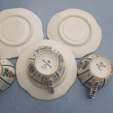 3 cups and 3 numbered Henriot Quimper earthenware saucers