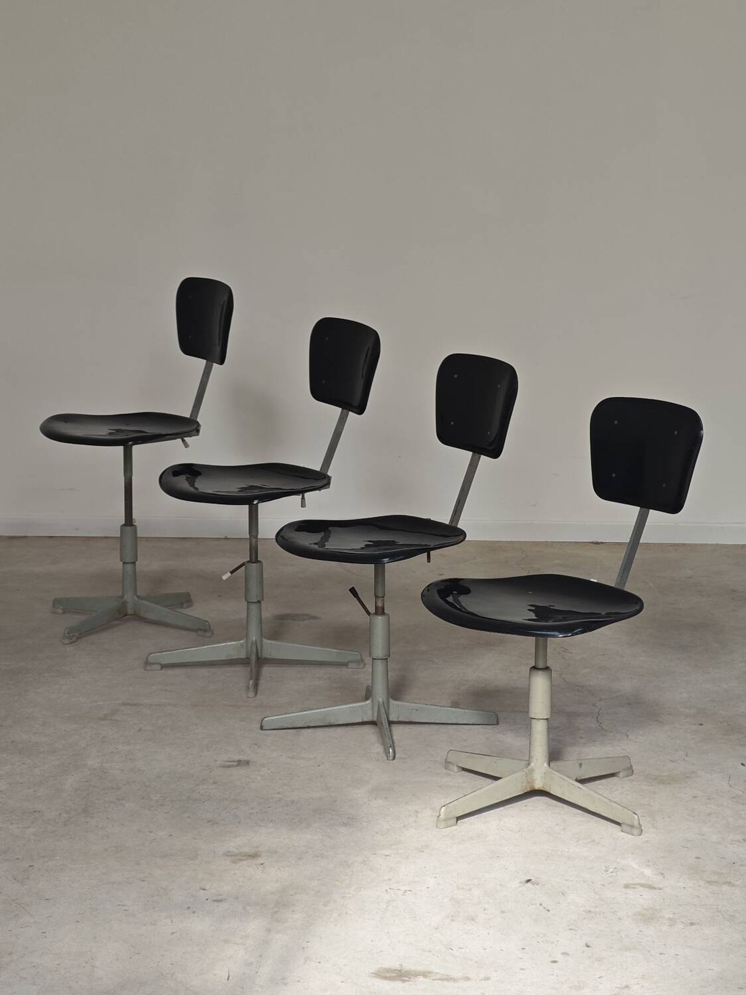 1 adjustable industrial chair metal Czechoslovakia 1960
