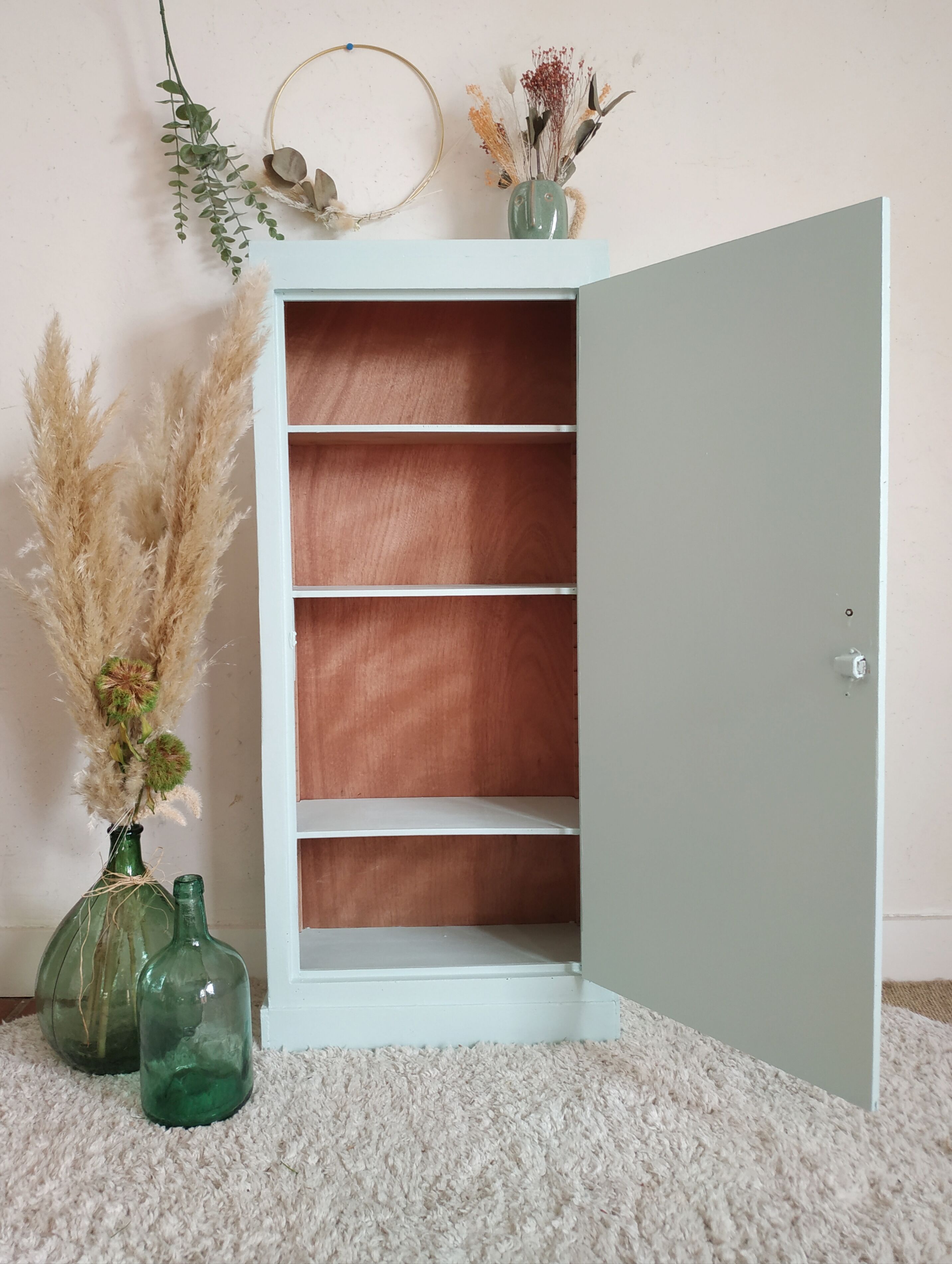 Old small green water cabinet