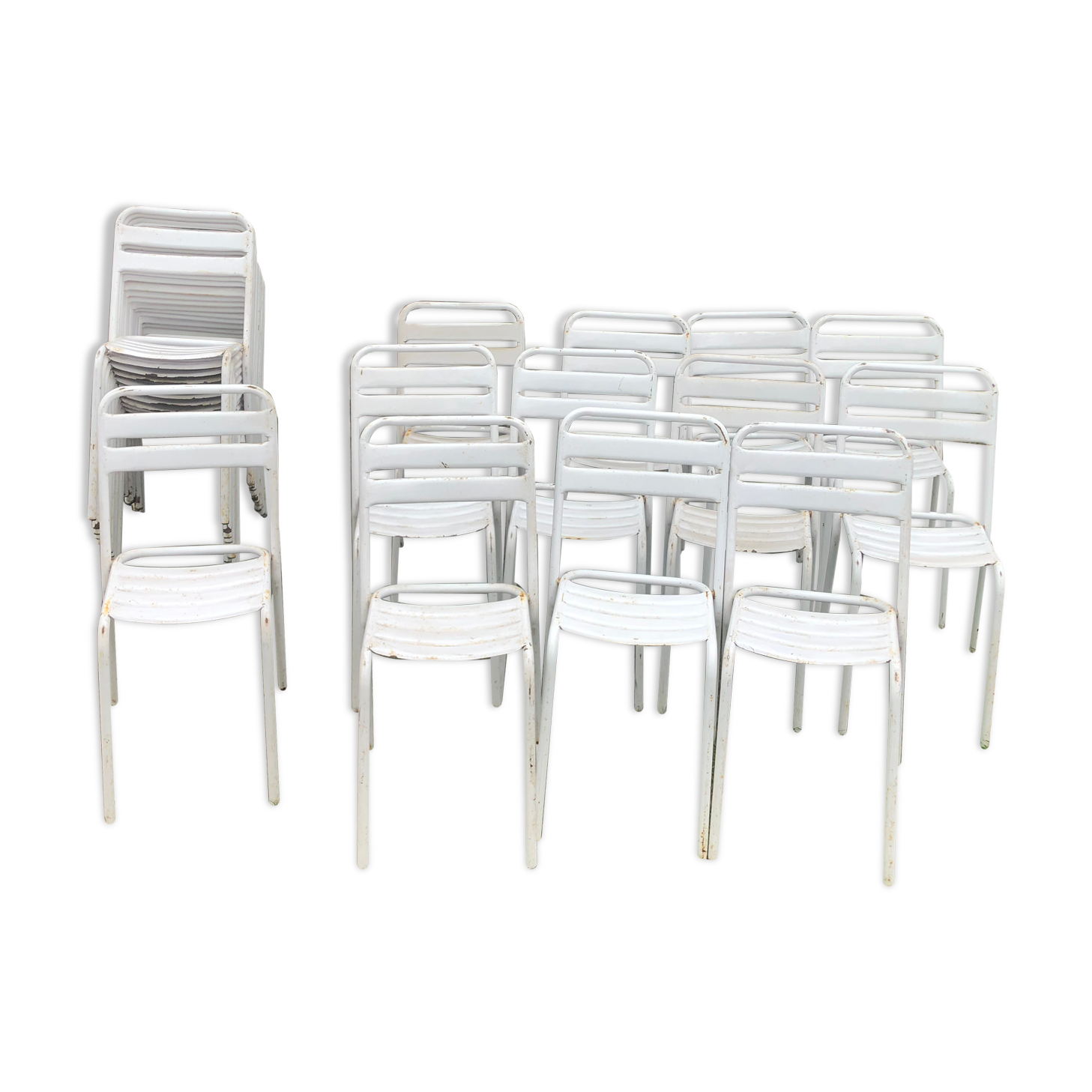 Lot of 16 Tolix t2 chairs with strips
