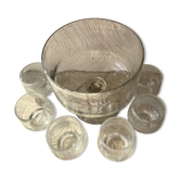 Set punch or cocktail in blown bubble glass, Biot spirit.
