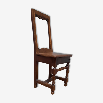Chaise escabelle en bois Louis XIII