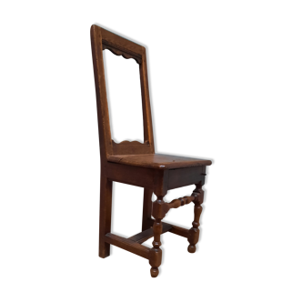 Chaise escabelle en bois Louis XIII