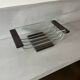 Art Deco fruit bowl or catchall in wood, glass, and metal.
