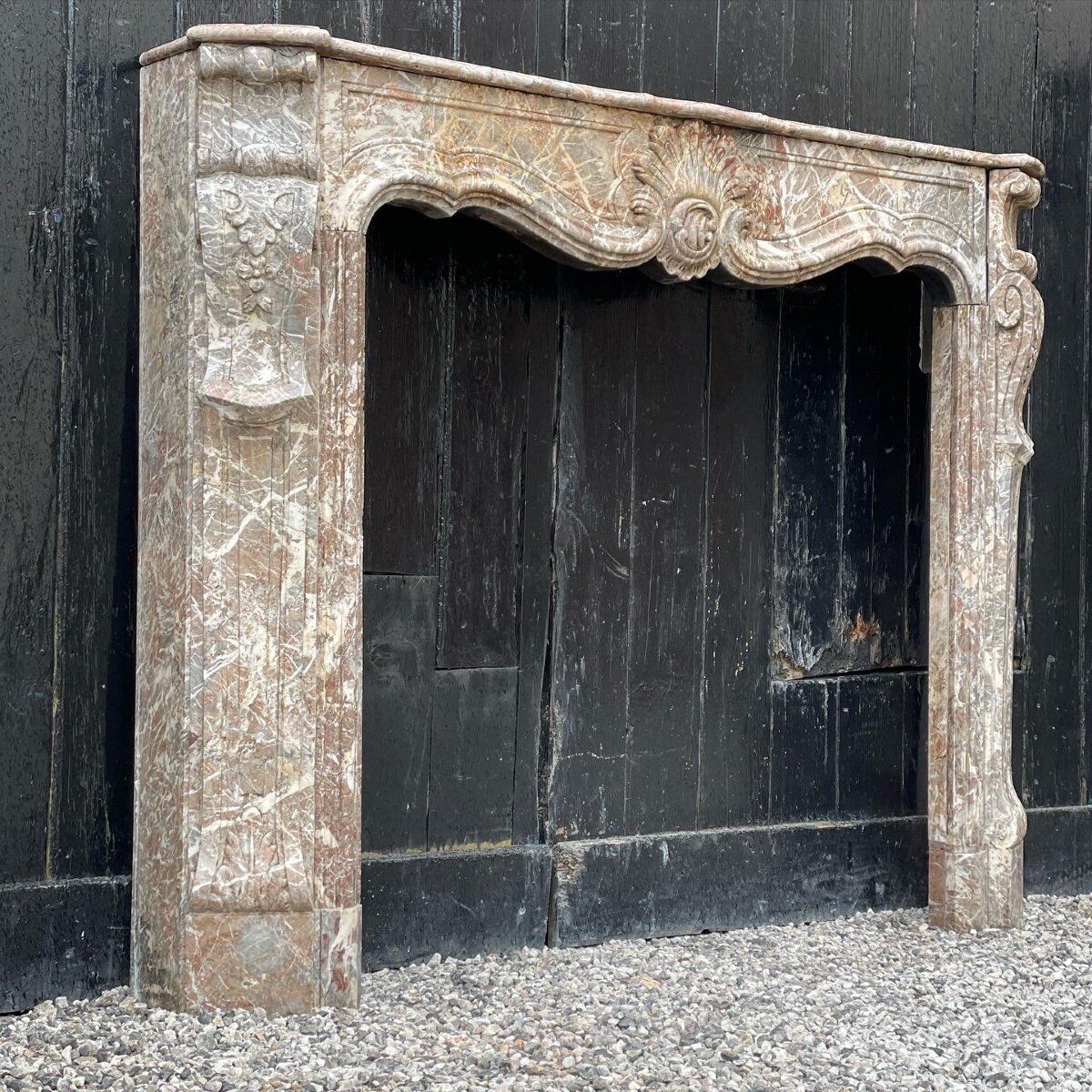 Fireplace Regency In Grey Marble Of The Ardennes, XVIIIth Century