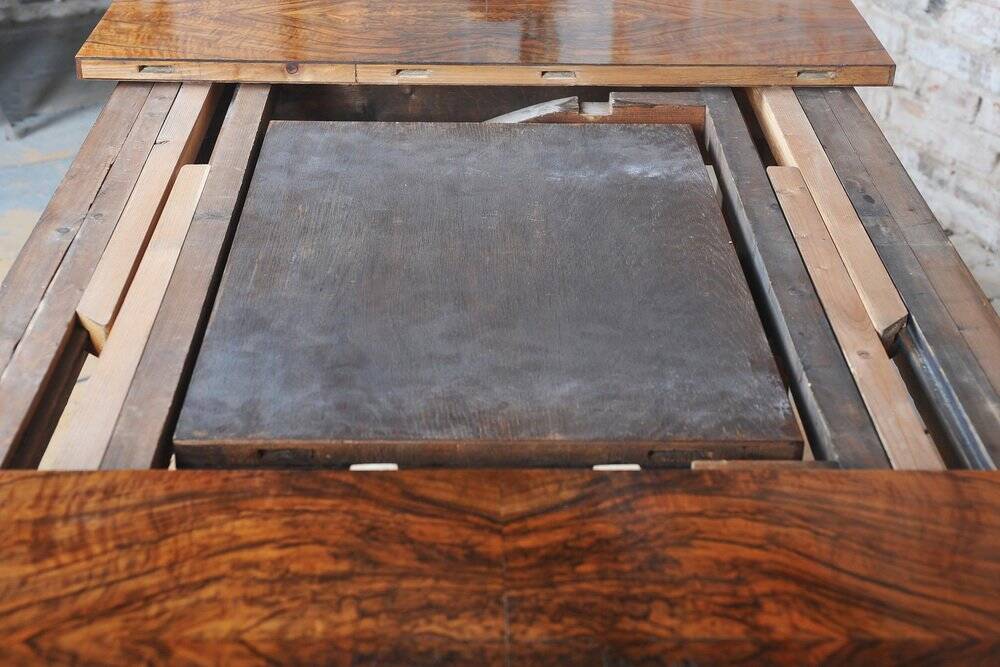 Art Deco Extendable Dining Table in Beech, Spruce and Walnut, Czech, 1930s