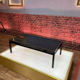 Table basse Pierre Vandel verre et aluminium noir circa 1970