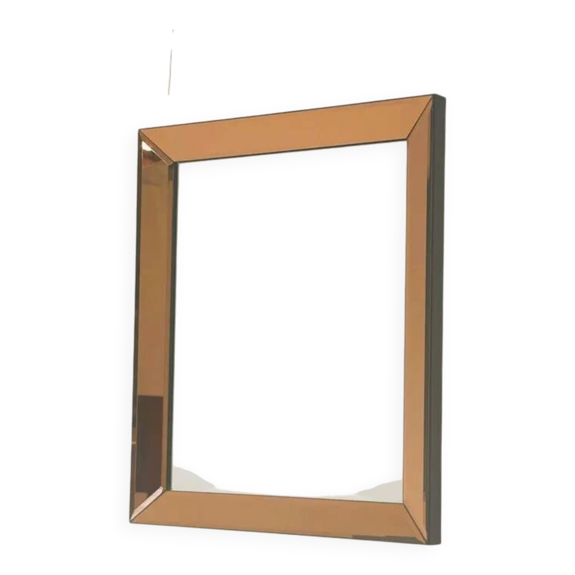 Vintage Peach/Rose Smoked Mirror – Beveled Frame, 1970s