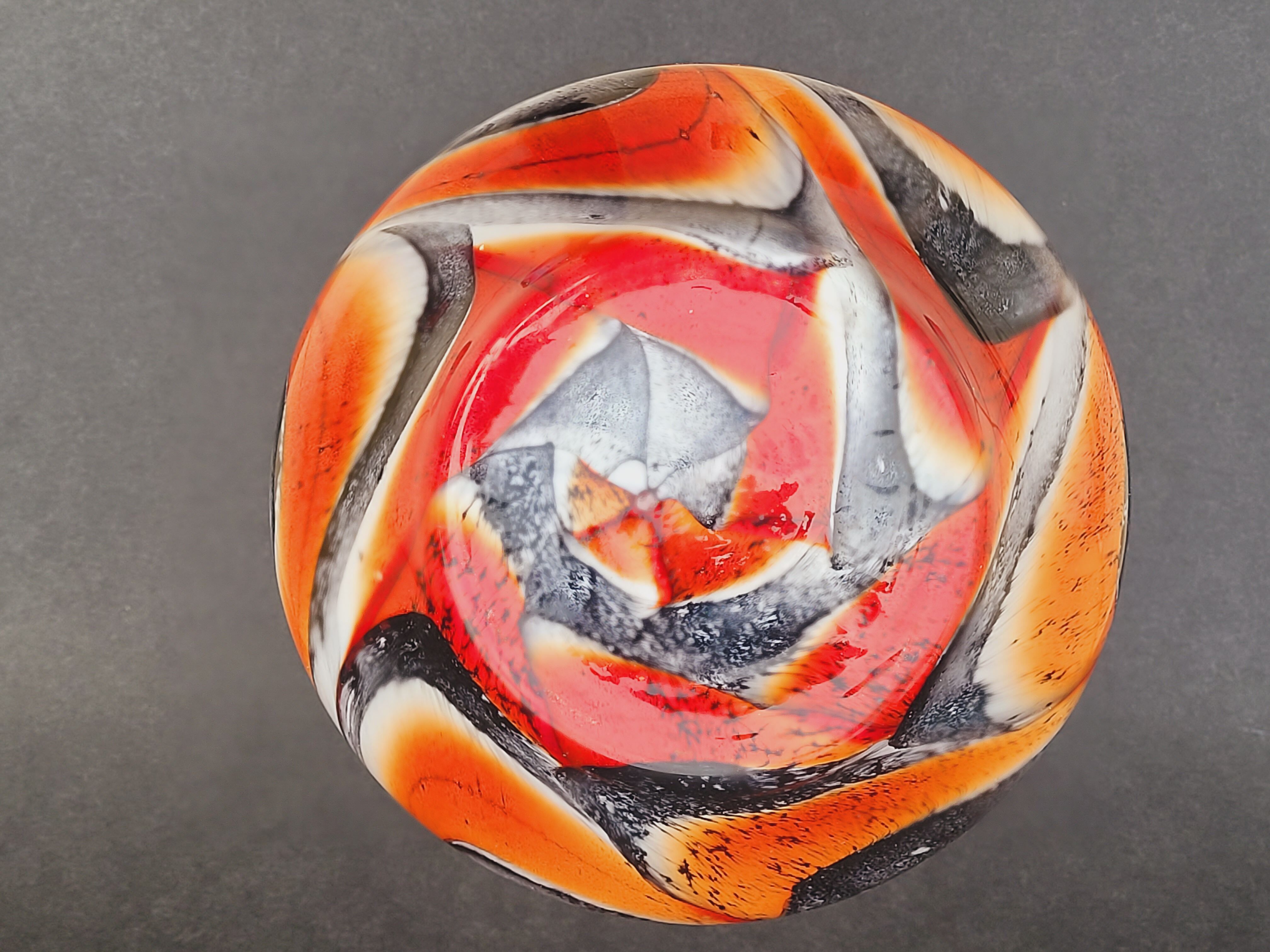 Vase Italy by Carlo Moretti 1970 opaline orange black