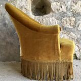 Vintage Mustard Yellow Fringed Toad Chair