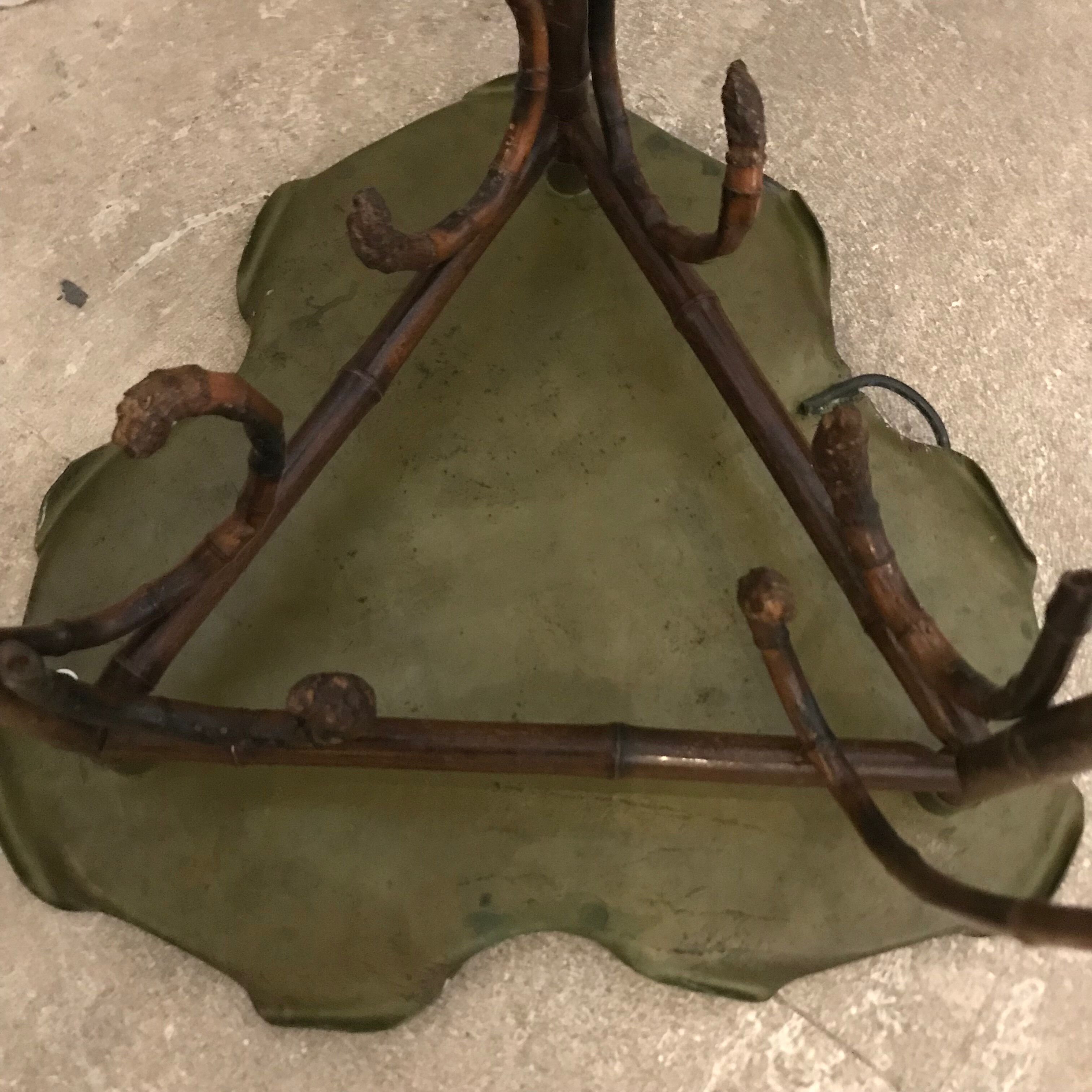 bamboo pedestal table&bronze Napoléon III