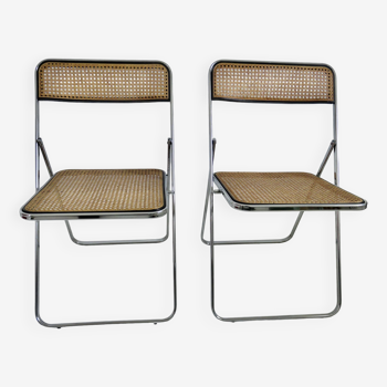 Duo of folding chairs "Elios" Italy, 1980, by Colle D'Elsa