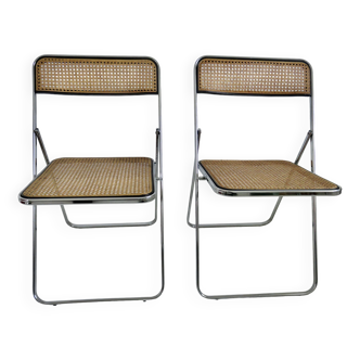 Duo of folding chairs "Elios" Italy, 1980, by Colle D'Elsa