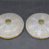 1970s Carl Fagerlund Pair of Brass and Glass Ceiling Lamps, Sweden