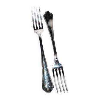 Set of 2 Spatours table forks in silver metal RENEKA contour net 21.5cm