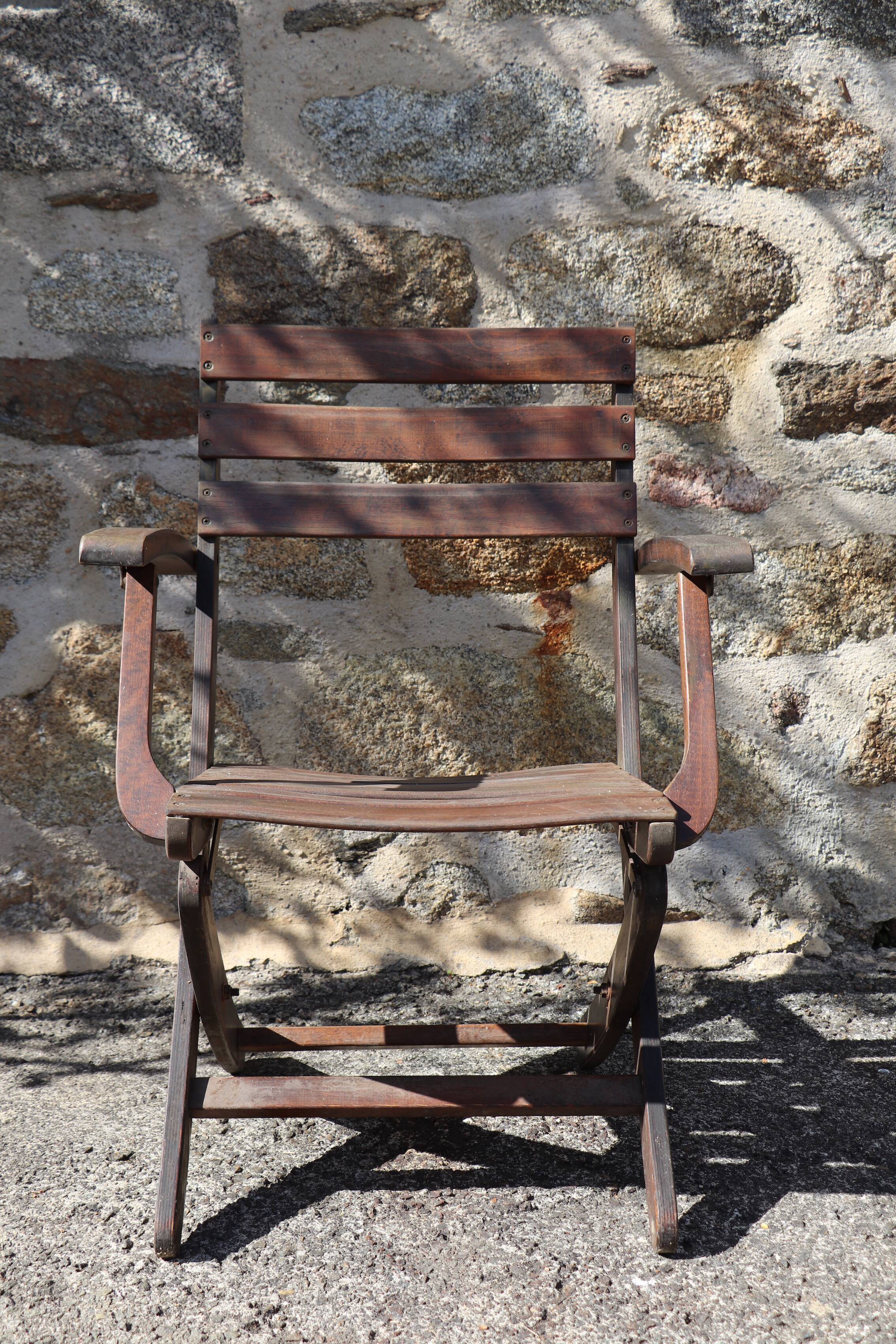 3 wooden garden chairs 40s