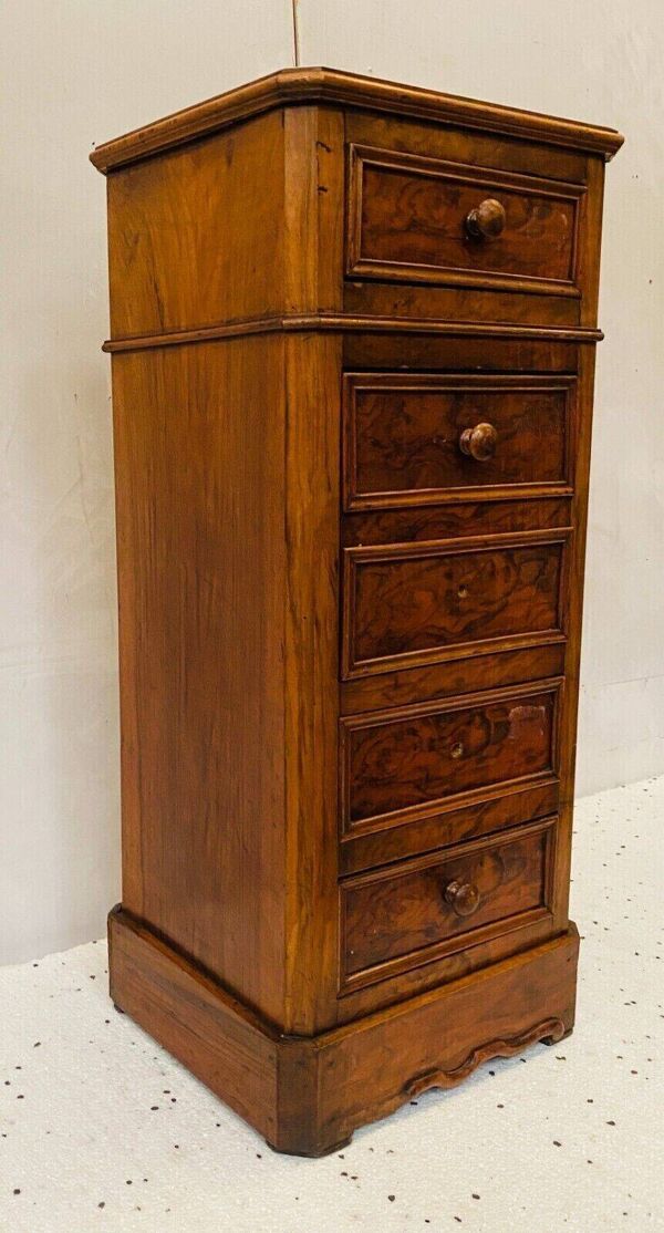 Chevet chiffonier en ronce de noyer XIX siècle