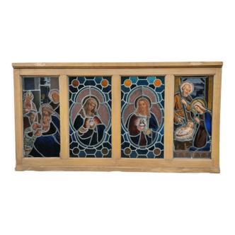 Panel of 4 old windows xixth, dated and signed