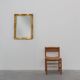 French Vintage square carved wooden gilded mirror in Baroque style